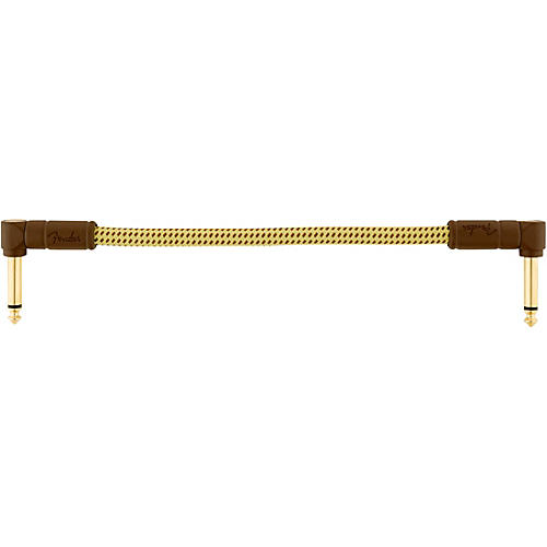 Fender Deluxe Series Angle to Angle Instrument Cable 6 in. Yellow Tweed