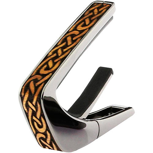 Thalia Deluxe Series Black Chrome Guitar Capo Hawaiian Koa Celtic Knot