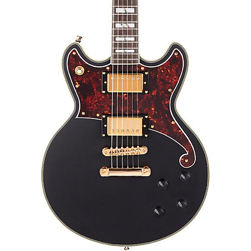 D'Angelico Deluxe Series Brighton Limited-Edition Solidbody Electric Guitar with USA Seymour Duncan Humbuckers and Stopbar Tailpiece Matte Black