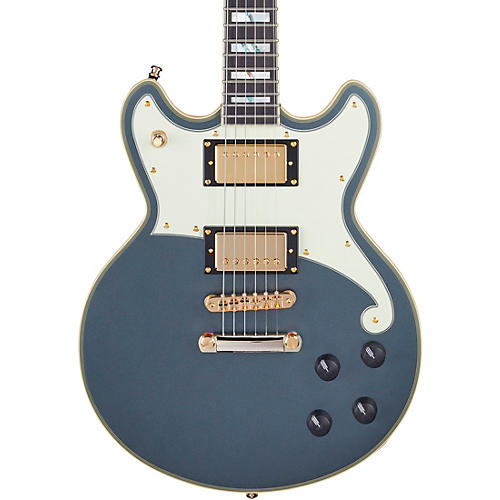 D'Angelico Deluxe Series Brighton Limited-Edition Solidbody Electric Guitar with USA Seymour Duncan Humbuckers and Stopbar Tailpiece Matte Charcoal