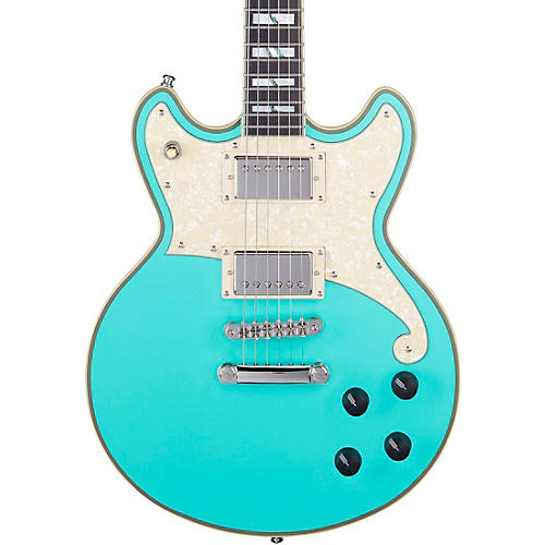 D'Angelico Deluxe Series Brighton Limited-Edition Solidbody Electric Guitar with USA Seymour Duncan Humbuckers and Stopbar Tailpiece Matte Surf Green