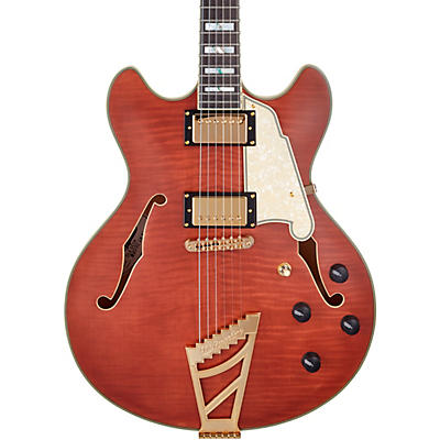 D'Angelico Deluxe Series DC Semi-Hollow Electric Guitar With USA Seymour Duncan Humbuckers and Stairstep Tailpiece