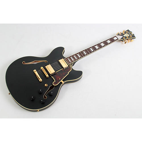 D'Angelico Deluxe Series DC Semi-Hollowbody Electric Guitar with Custom Seymour Duncan Pickups and Stopbar Tailpiece Condition 3 - Scratch and Dent Midnight Matte 194744335037