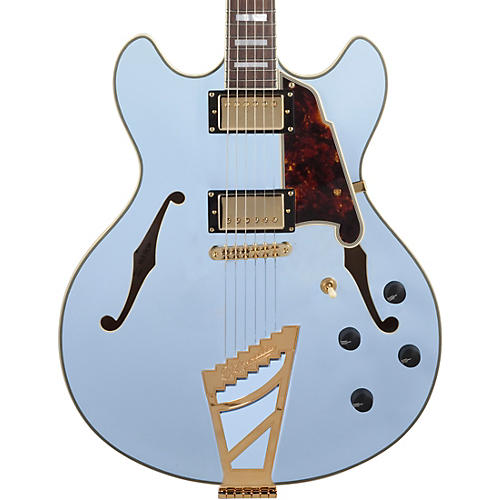 D'Angelico Deluxe Series Limited Edition DC Semi-Hollowbody Electric Guitar Matte Powder Blue Tortoise Pickguard