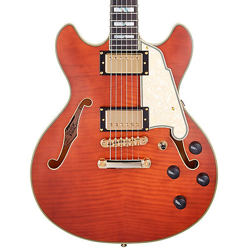 D'Angelico Deluxe Series Mini DC With USA Seymour Duncan Humbuckers Limited-Edition Semi-Hollow Electric Guitar Matte Walnut