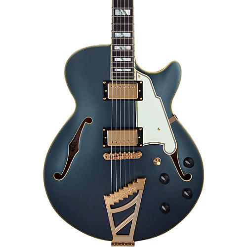 D'Angelico Deluxe Series SS Semi-Hollow Electric Guitar USA Seymour Duncan Humbuckers Stairstep Tailpiece Matte Charcoal