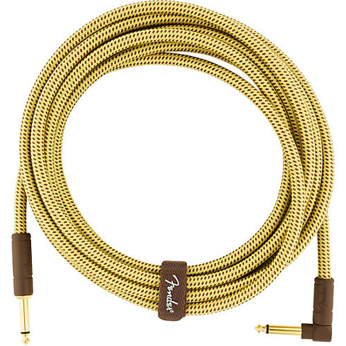 Fender Deluxe Series Straight to Angle Instrument Cable 15 ft. Yellow Tweed