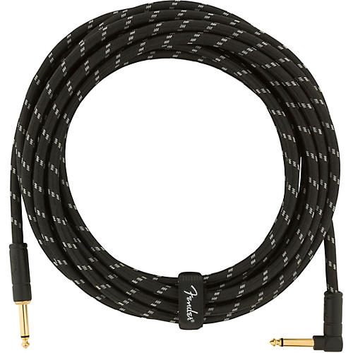 Fender Deluxe Series Straight to Angle Instrument Cable 18.6 ft. Black Tweed