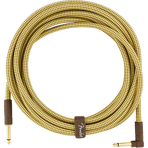 Fender Deluxe Series Straight to Angle Instrument Cable 18.6 ft. Yellow Tweed