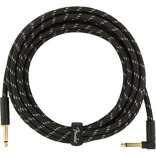 Fender Deluxe Series Straight to Angle Instrument Cable Condition 1 - Mint 15 ft. Black Tweed
