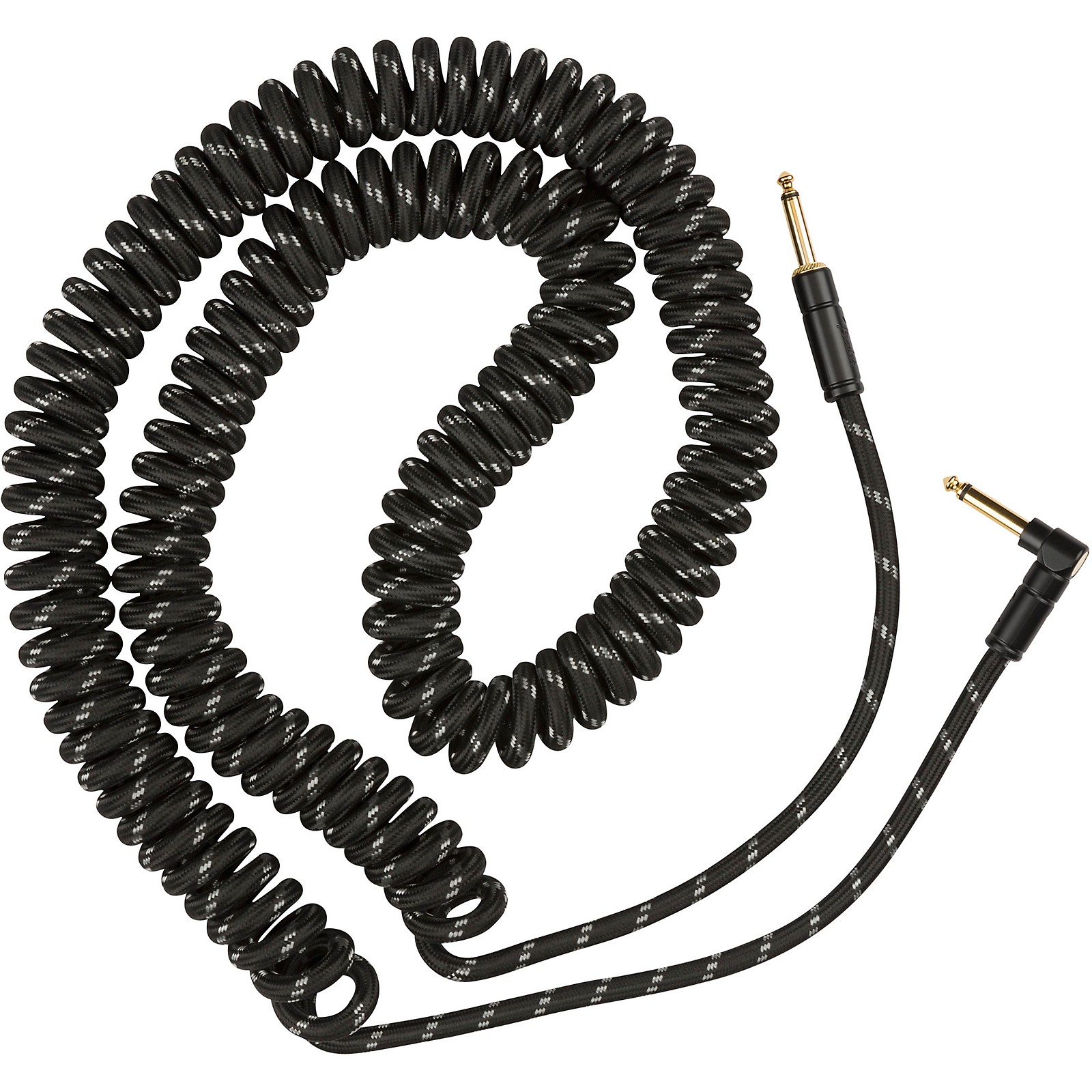 Fender Deluxe Series Straight to Angled Coiled Cable 30 ft. Black Tweed ...