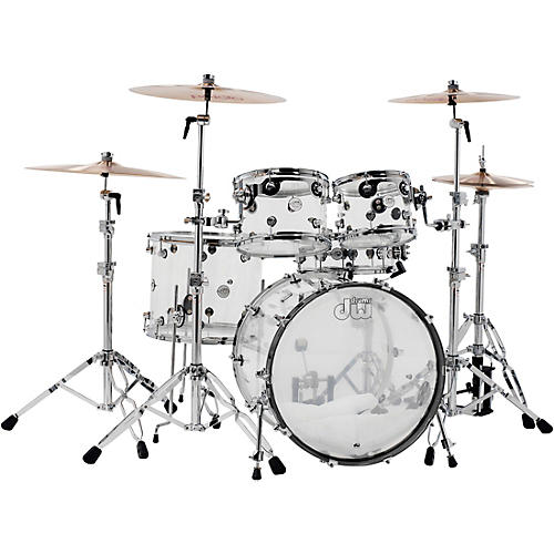 DW Design Series Acrylic 5-Piece Shell Pack with Chrome Hardware Clear