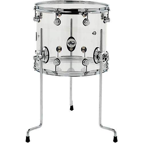 DW Design Series Acrylic Floor Tom with Chrome Hardware Condition 1 - Mint 14 x 12 in. Clear
