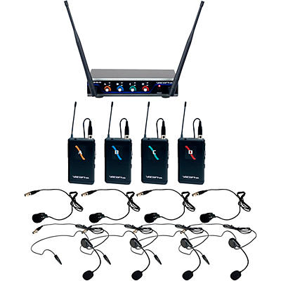 VocoPro Digital-Quad-B3 Four Channel UHF Digital Wireless Headset & Lapel Microphone - Frequency Set 3