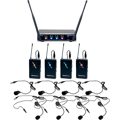 Vocopro Digital-Quad-B3 Four Channel UHF Digital Wireless Headset & Lapel Microphone - Frequency Set 3