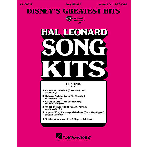 Disney's Greatest Hits (Song Kit #40) ShowTrax CD Arranged by Keith Christopher