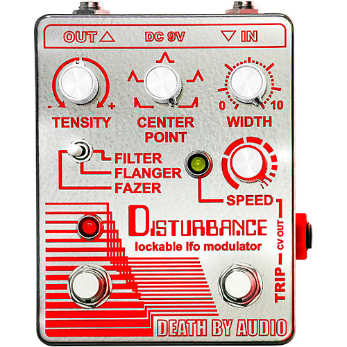 Death By Audio Disturbance Lockable LFO Modulator Filter, Flanger, Fazer Effects Pedal Condition 1 - Mint Mirrored Chrome and Red