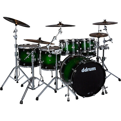 ddrum Dominion Birch 6-piece Shell Pack with Ash Veneer Green Burst
