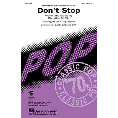 Hal Leonard Don't Stop SAB by Fleetwood Mac Arranged by Kirby Shaw