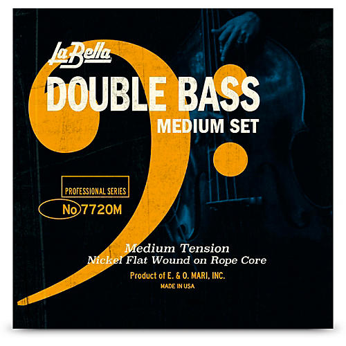 LaBella Double Bass Nickel Flat Wound on Rope Core String Set Medium