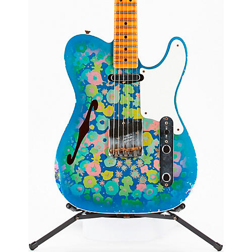 Fender Custom Shop Double Esquire Custom Relic Limited Edition Electric Guitar Aged Blue Flower