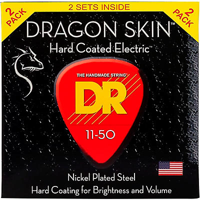 DR Strings Dragon Skin (2 Pack) Hard Coated Electric Guitar Strings (11-50)