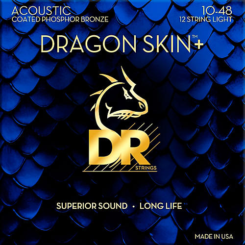 DR Strings Dragon Skin+ Coated Accurate Core Technology 12-String Phosphor Bronze Acoustic Guitar Strings 10 - 48