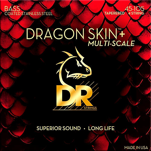 DR Strings Dragon Skin+ Coated Accurate Core Technology 4-String Multi-Scale Stainless Steel Bass Strings 45 - 105