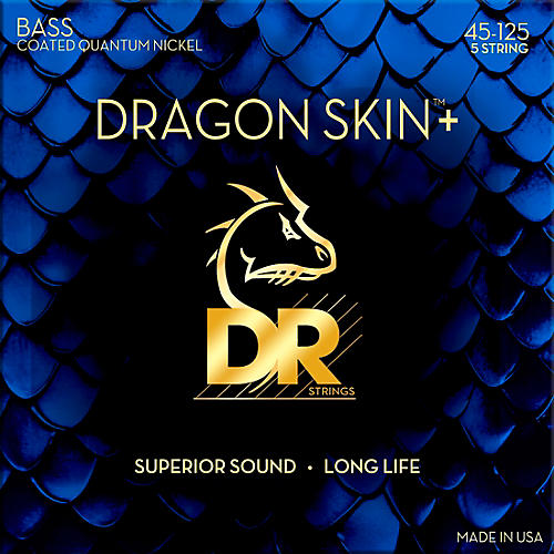 DR Strings Dragon Skin+ Coated Accurate Core Technology 5-String Quantum Nickel Bass Strings 45 - 125