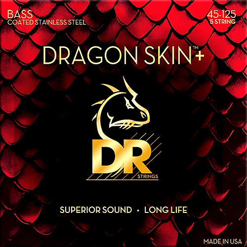 DR Strings Dragon Skin+ Coated Accurate Core Technology 5-String Stainless Steel Bass Strings 45 - 125