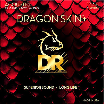 DR Strings Dragon Skin+ Coated Accurate Core Technology 6-String 80/20 Acoustic Guitar Strings