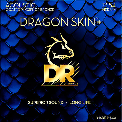 DR Strings Dragon Skin+ Coated Accurate Core Technology 6-String Phosphor Bronze Acoustic Guitar Strings 12 - 54