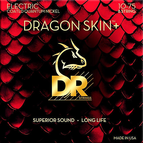 DR Strings Dragon Skin+ Coated Accurate Core Technology 8-String Nickel Electric Guitar Strings 10 - 75