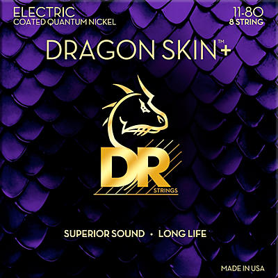 DR Strings Dragon Skin+ Coated Accurate Core Technology 8-String Nickel Electric Guitar Strings