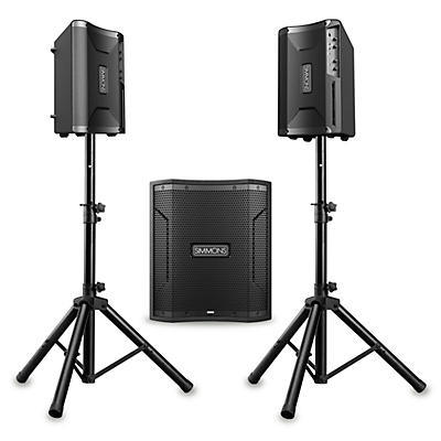 Simmons Drum Amp DA2108 and DA12S Subwoofer Bundle With Speaker Stands & Cables