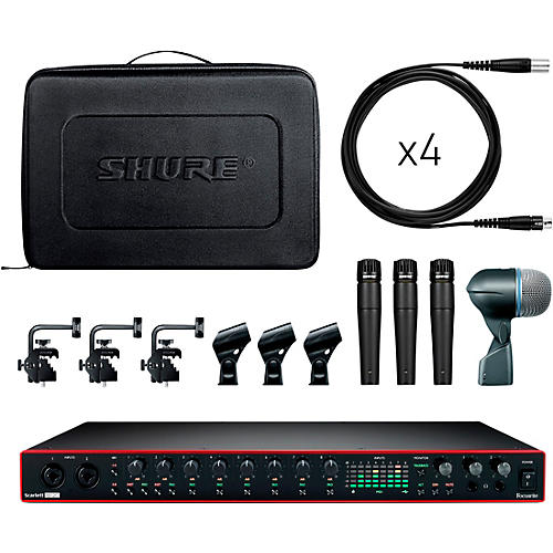 Shure Drummer's Track Pack Bundle With Focusrite Scarlett 18i20 and Shure DMK57-52 Drum Microphone Kit