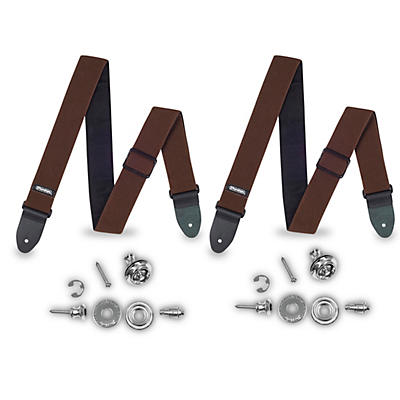 Dunlop Dual-Design Straplok System Set of 2 with Chocolate Brown Straps