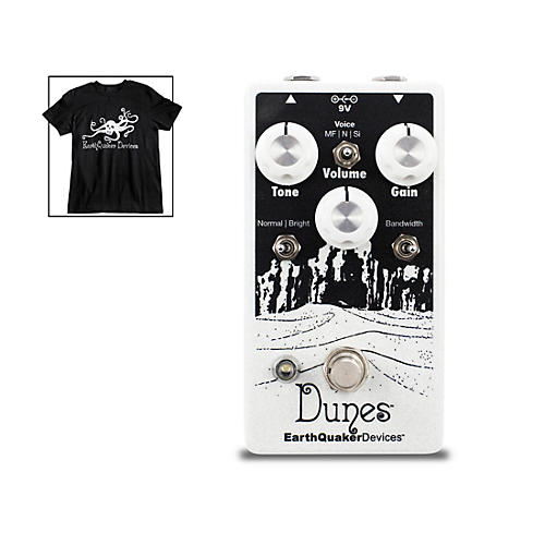 Dunes Overdrive Guitar Pedal V2 with Octoskull T-Shirt Large Black