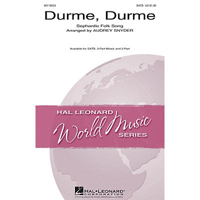 Hal Leonard Durme, Durme 2-Part Arranged by Audrey Snyder