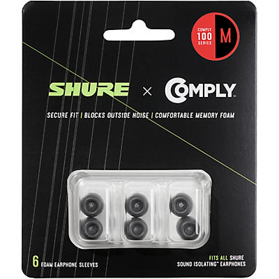 Shure EACYF1-6M 100-Series Medium 3-Pack Comply Foam Sleeves for Earphones
