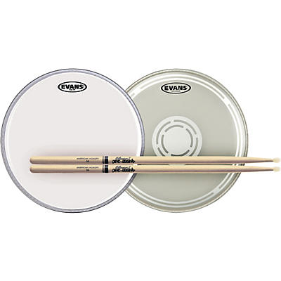 EVANS EC Reverse Dot Snare Batter and Snare Side Head Pack With Free Pair of Promark Sticks