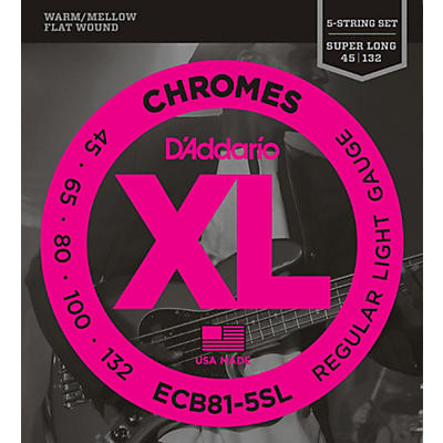 D'Addario ECB81-5SL Chromes Flat Wound 5-String Bass Soft SL Strings