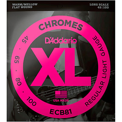 D'Addario ECB81 XL Chromes Flatwound Bass Strings - (45-100)