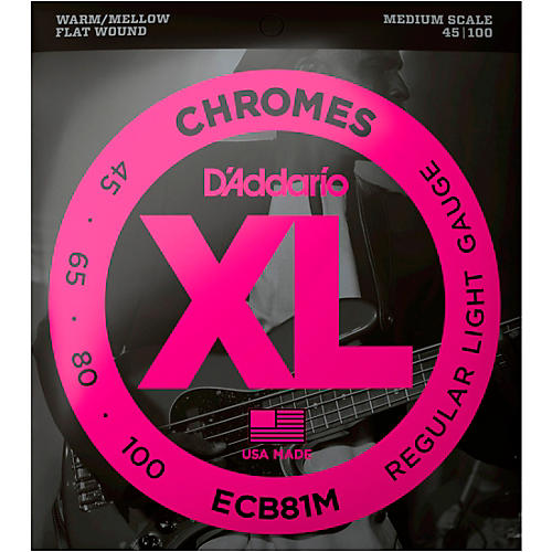 ECB81M Chromes Flat Wound Electric Bass Strings Light Medium Scale