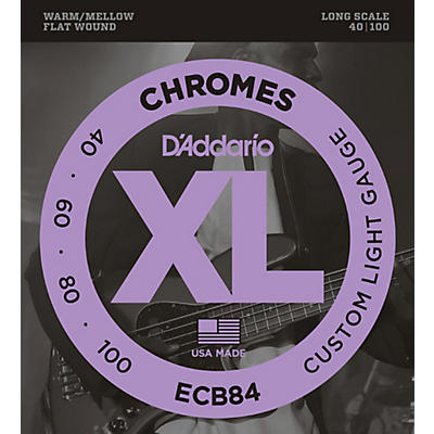 D'Addario ECB84 Chromes Flat Wound Custom Light Long Scale Electric Bass Strings