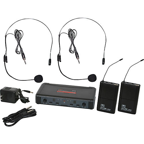 ECD Dual Channel UHF Wireless System with Dual Headset Microphones