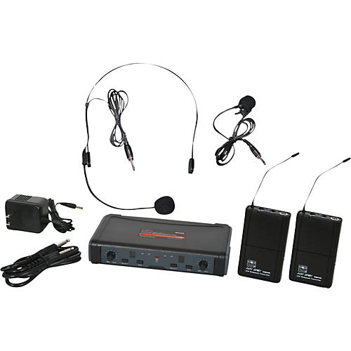 ECD Dual Channel UHF Wireless System with One Lapel and One Headset Microphone