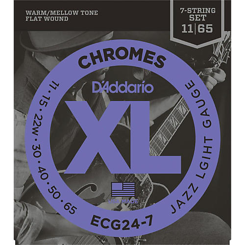 D'Addario ECG24-7 7-String Chrome Flat Wound Electric Guitar Strings