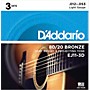 D'Addario EJ11-3D 80/20 Bronze Light Acoustic Guitar Strings 3-Pack