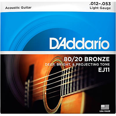 D'Addario EJ11 80/20 Bronze Acoustic Guitar Strings - Light (12-53)